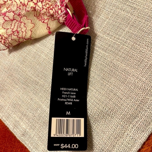 NWT Heidi Klum Natural Lift French Lace Soft Cup Pristine/Wild Aster Size M - Picture 5 of 6